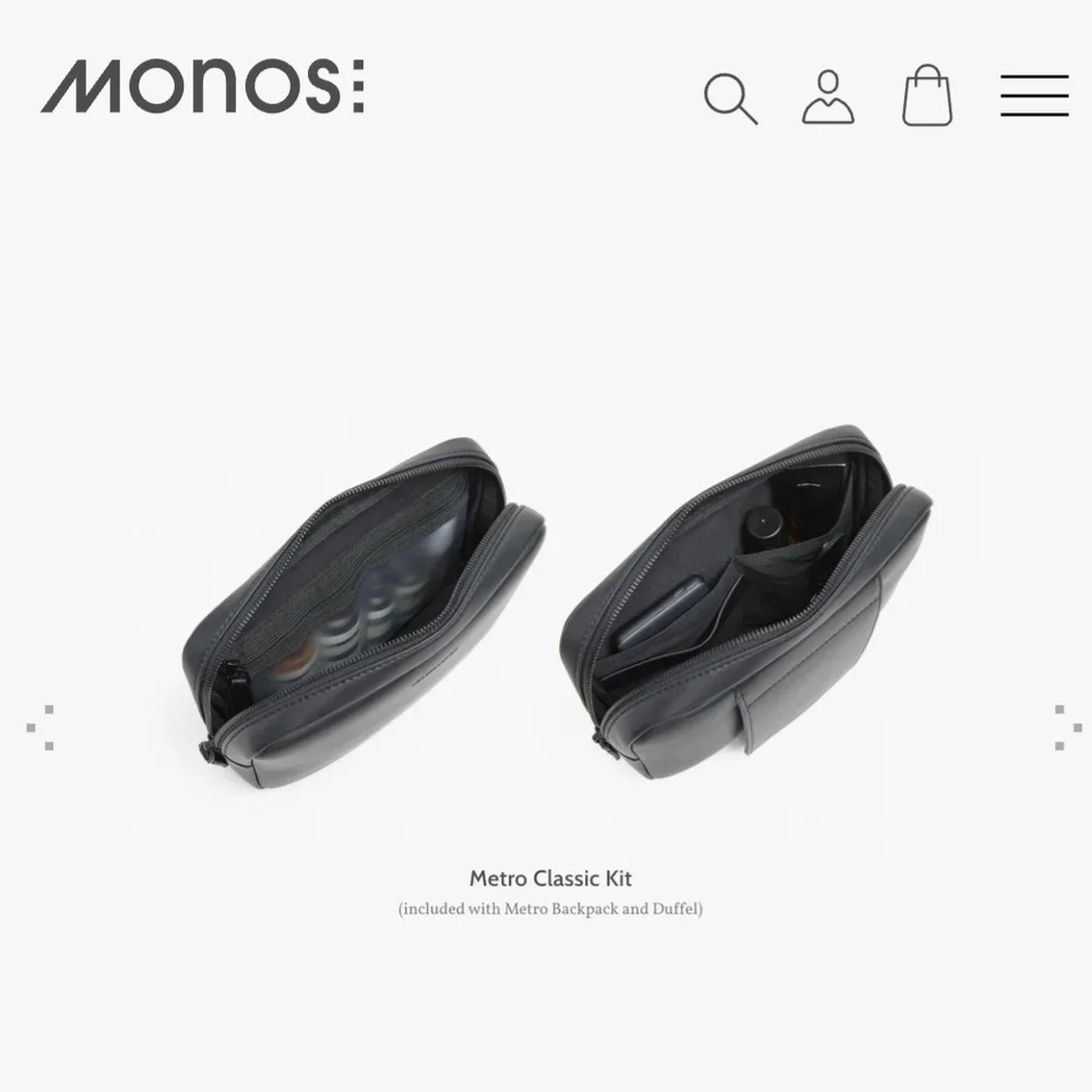 Monos Metro Backpack With Classic Kit And Metro Folio Kit In Black Nylon - Picture 7 of 16
